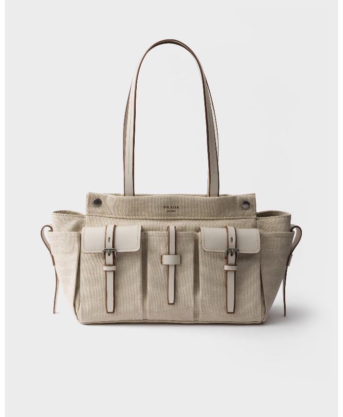 Prada Route large canvas and leather tote bag