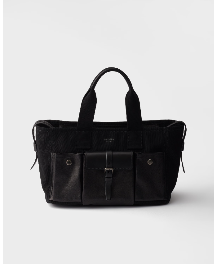 Prada Route Large Canvas And Leather Tote Bag