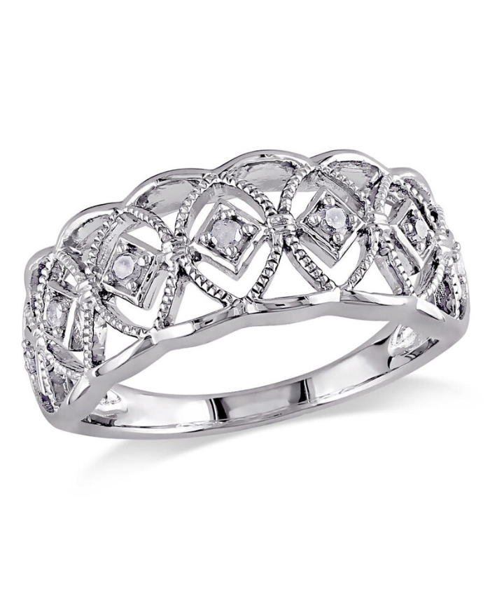 Amour 1/10 CT TW Diamond Openwork Ring In Sterling Silver