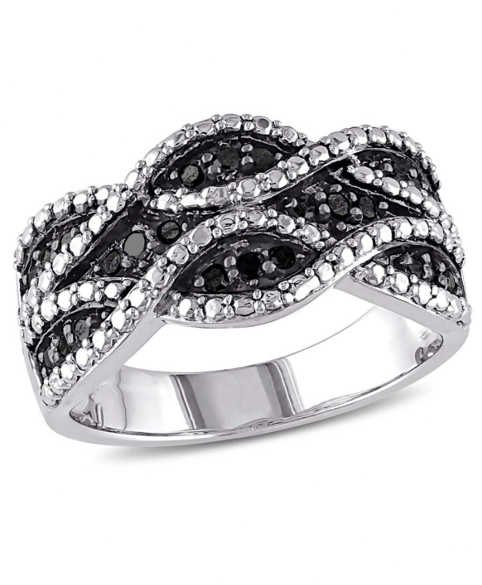 1/4 CT TW Black Diamond Double Twist Ring In Sterling Silver With Black Rhodium