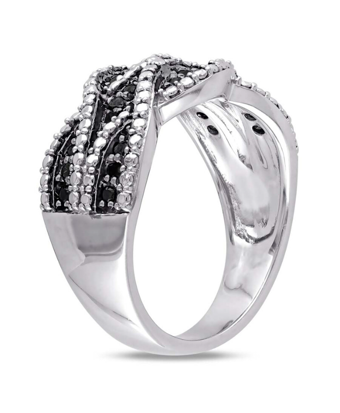 1/4 CT TW Black Diamond Double Twist Ring In Sterling Silver With Black Rhodium