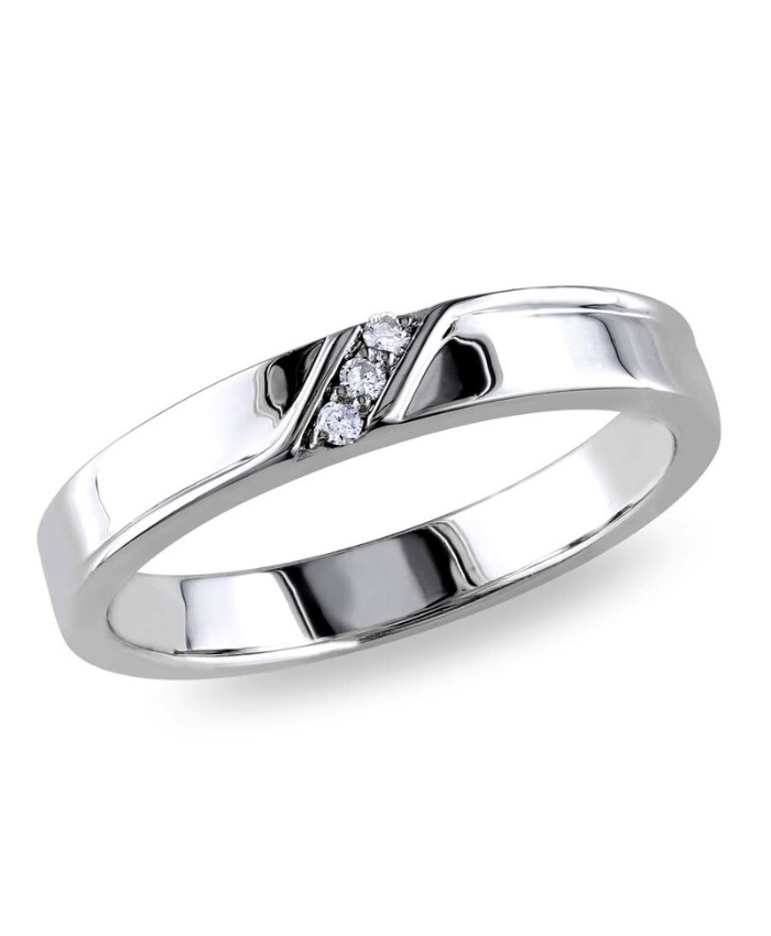 Amour Diamond 3-sTone Men's Ring In Sterling Silver