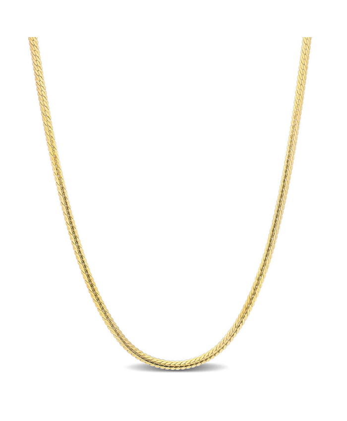 Amour 2mm Herringbone Chain Necklace In Yellow Plated Sterling Silver, 16 In