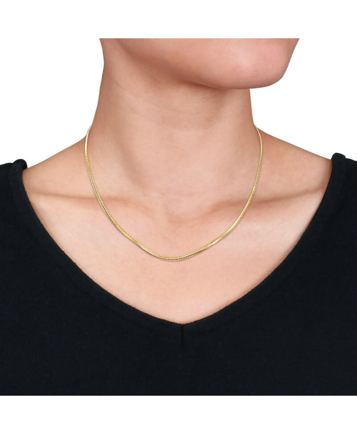Amour 2mm Herringbone Chain Necklace In Yellow Plated Sterling Silver, 16 In