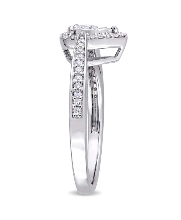 Amour 1/3 CT TW Diamond Teardrop Halo Ring In Sterling Silver