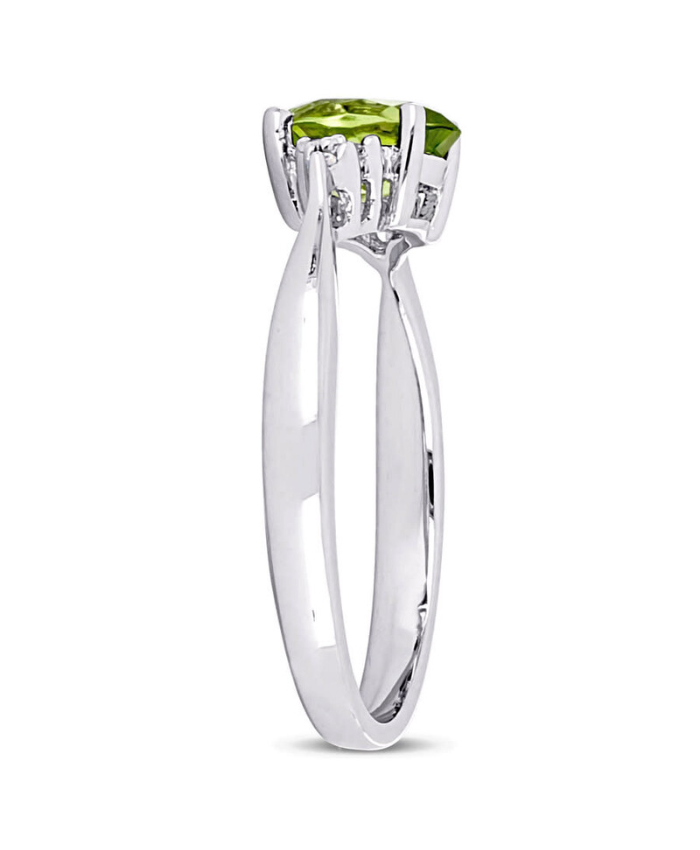 Amour Oval Cut Peridot And Diamond Ring In Sterling Silver