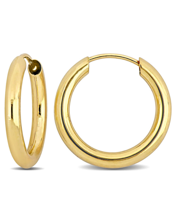 Amour 15mm Hoop Earrings In 14k Yellow Gold