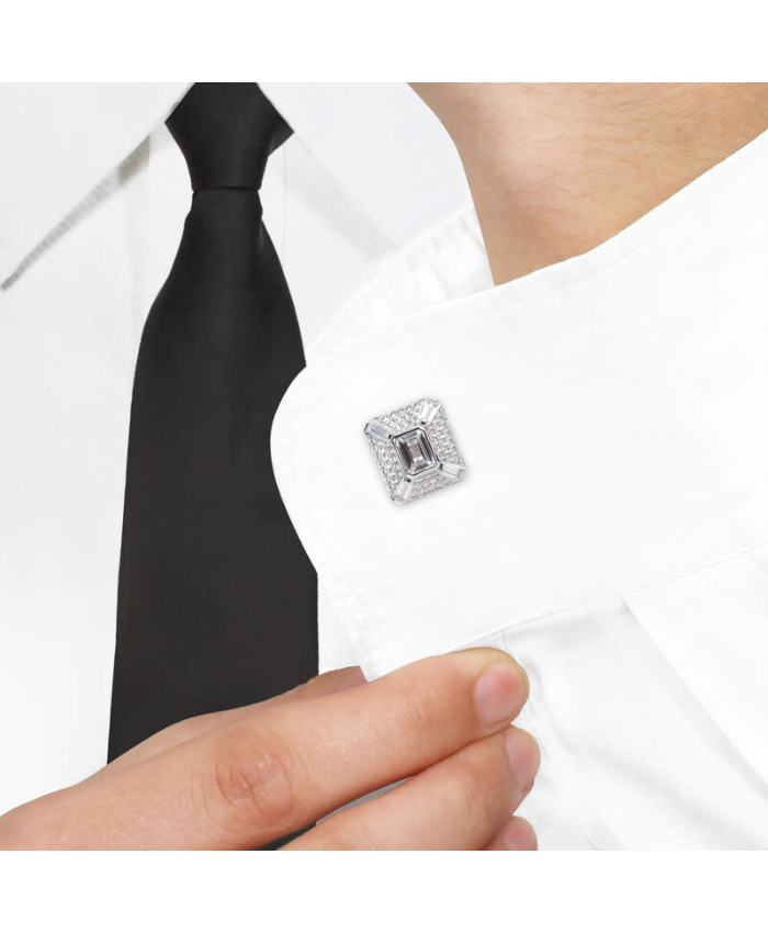 Amour 5-3/4CT TGW Octagon Baguette And Round-cut Created White Sapphire Cufflinks In Sterling Silver