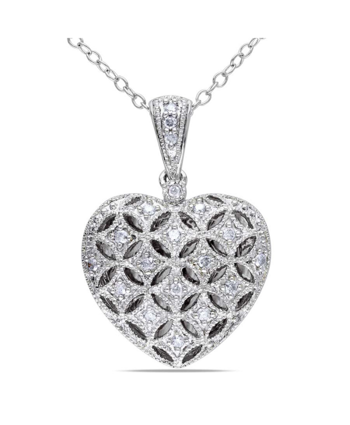 Amour 1/7 CT TW Diamond Heart Pendant With Chain In Sterling Silver