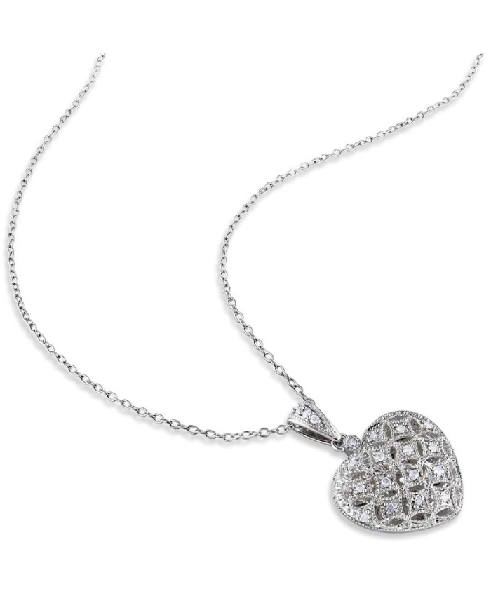 Amour 1/7 CT TW Diamond Heart Pendant with Chain In Sterling Silver