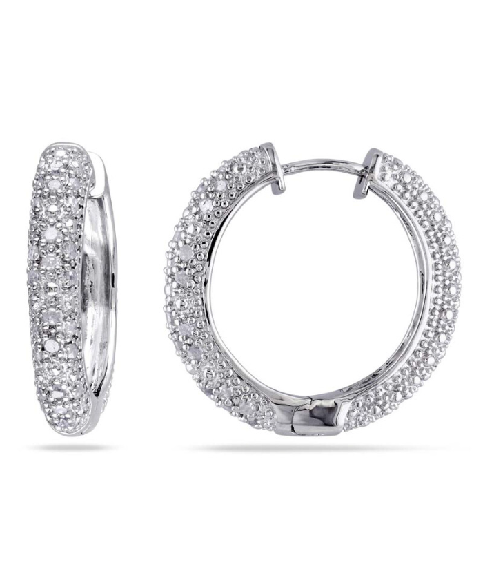 Amour 1/2 CT TW Diamond Hoop Earrings In Sterling Silver