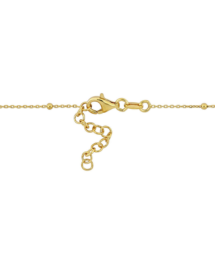 Amour Lock and Heart Pink Enamel Diamond Cut Cable and Ball Bead Chain Bracelet in Yellow Plated Sterling Silver