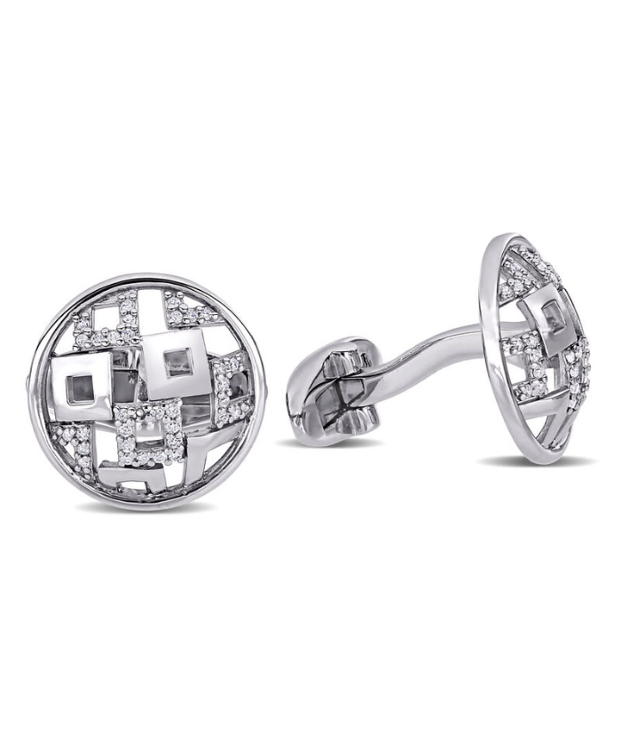 Amour 1/5 CT TW Diamond Lattice Cufflinks In Sterling Silver