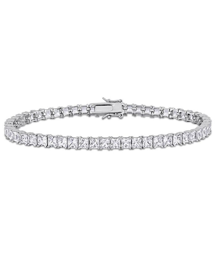 Amour 19 CT TGW Square Created White Sapphire Men's Tennis Bracelet In Sterling Silver