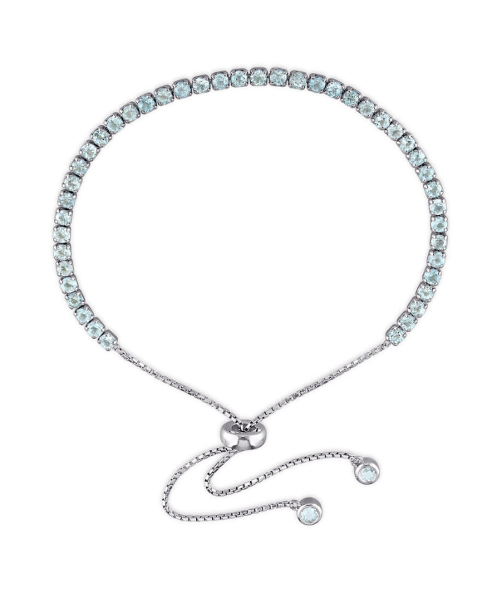 Amour 3 3/4 CT TGW Blue Topaz Tassel Bolo Bracelet In Sterling Silver