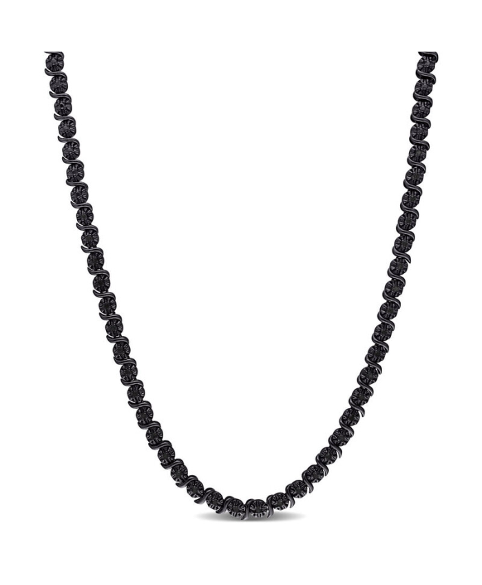 Amour 1/2 CT TW Black Diamond Tennis Necklace In Sterling Silver With Black Rhodium
