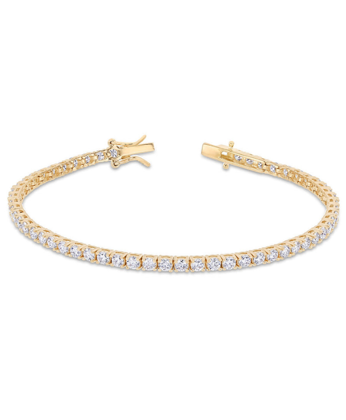 Amour 5 1/10 CT DEW Created Moissanite Tennis Bracelet In Yellow Plated Sterling Silver
