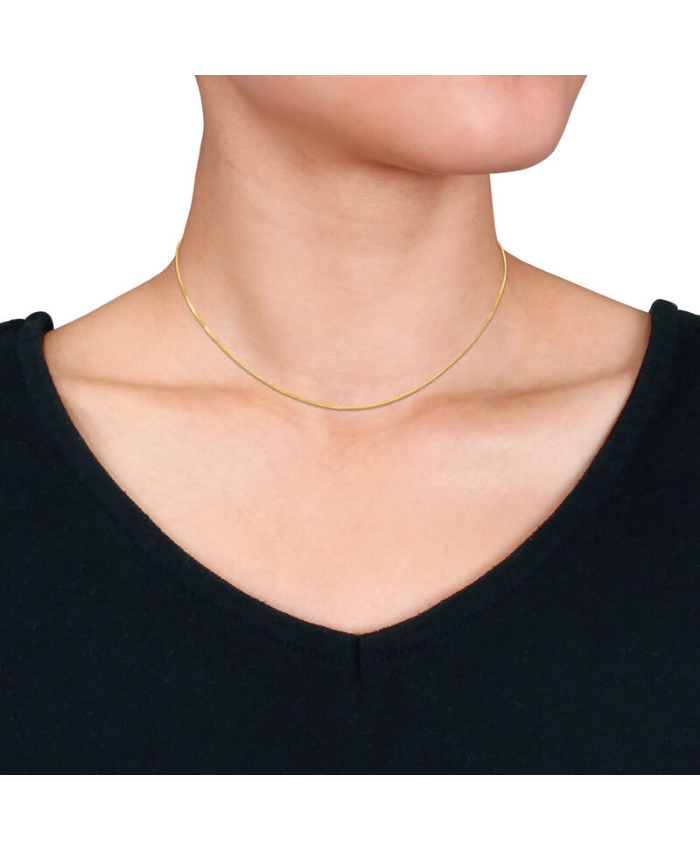 Amour 1mm Diamond Cut Flat Curb Link Chain Necklace in 14k Yellow Gold- 16 in