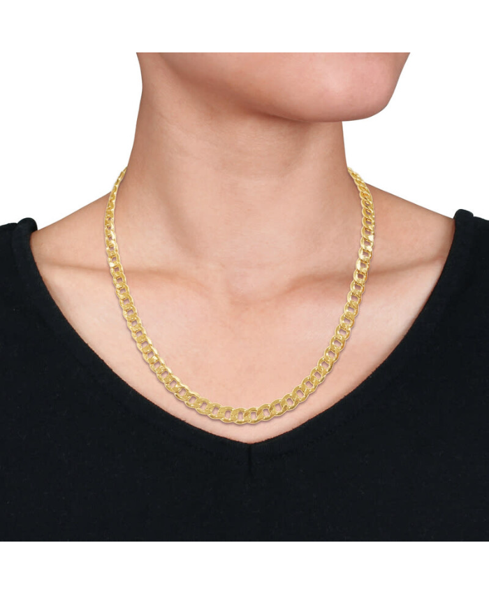Amour Men's 20 Inch Curb Link Chain Necklace In 10K Yellow Gold (7 Mm)