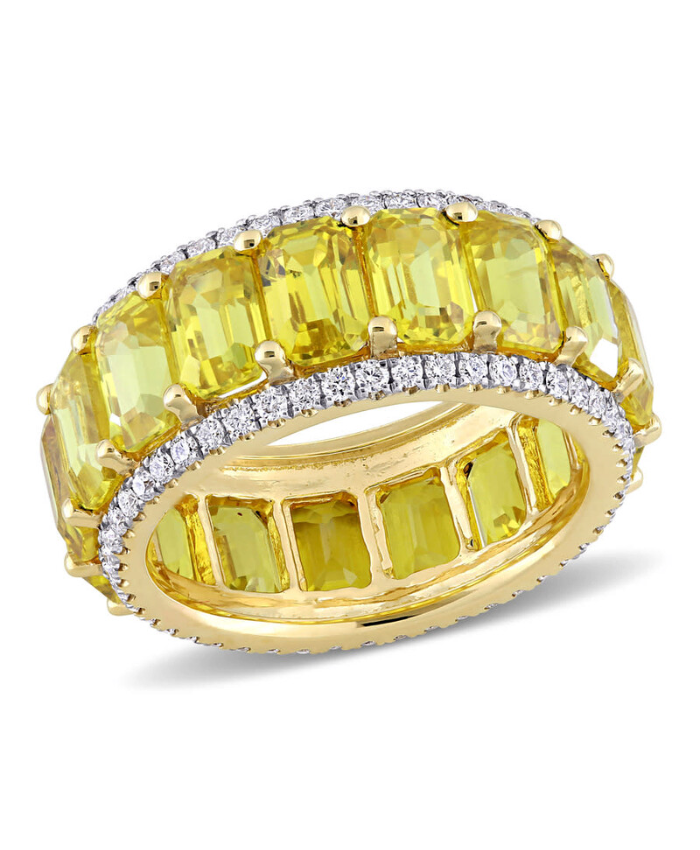 Amour 5/8 CT TW Diamond and 10 1/2 CT TGW Yellow Sapphire Eternity Ring In 14K Yellow Gold