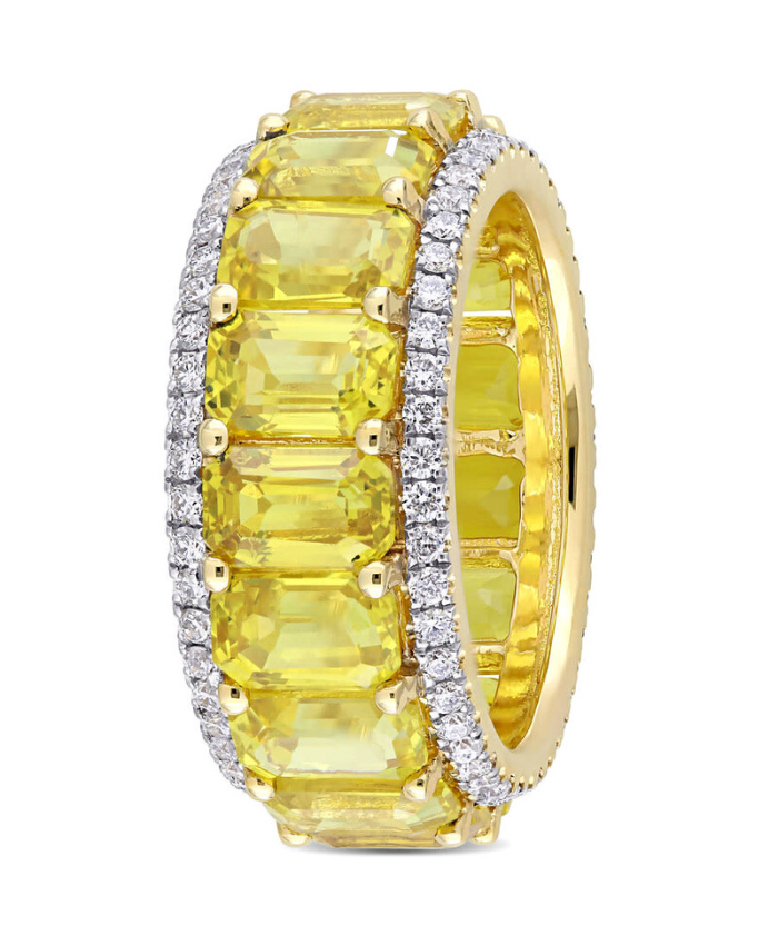 Amour 5/8 CT TW Diamond And 10 1/2 CT TGW Yellow Sapphire Eternity Ring In 14K Yellow Gold