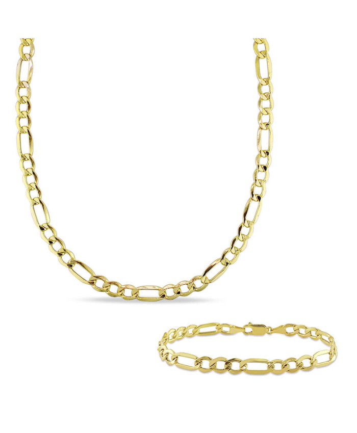 Amour 2-piece Set Of Men's Figaro Necklace And Bracelet In 10K Yellow Gold (7 Mm)