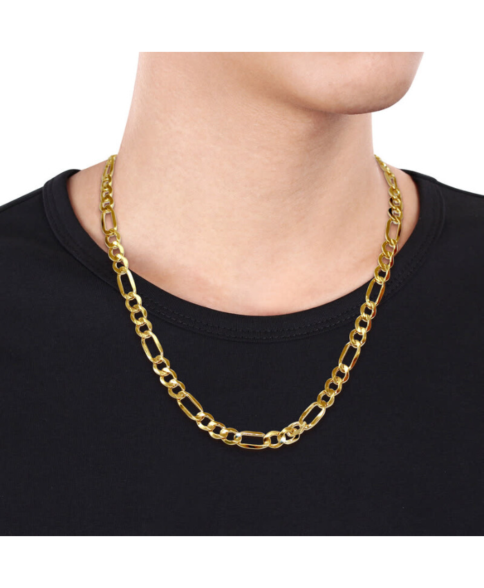 Amour 2-piece Set Of Men's Figaro Necklace and Bracelet In 10K Yellow Gold (7 Mm)