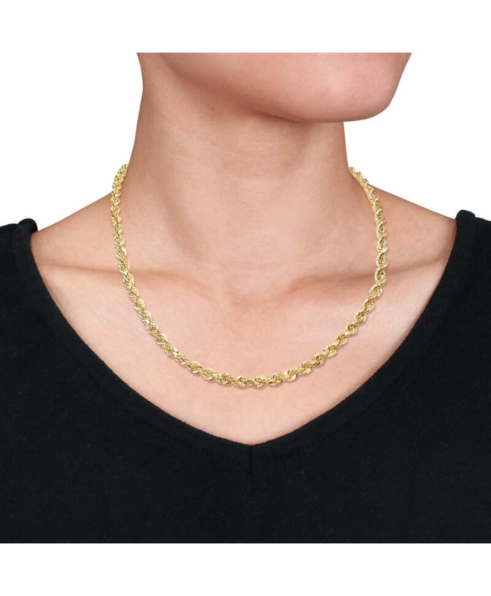 Amour 18 Inch Rope Chain Necklace In 14K Yellow Gold (5 Mm)
