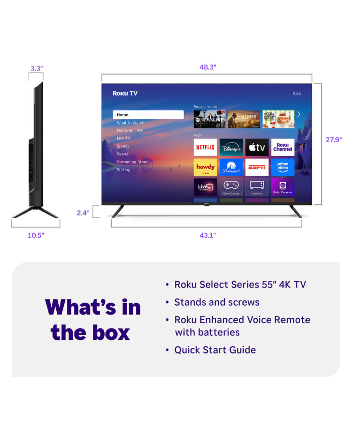 Roku 55 inch Class Select Series 4K LED Smart TV