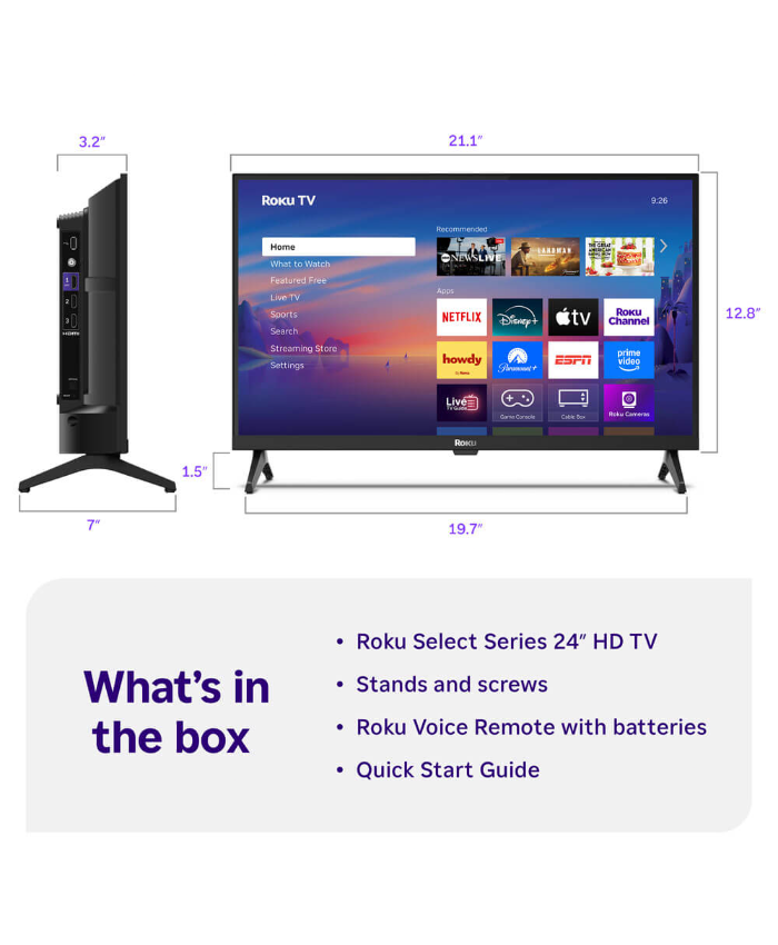 Roku 24 inch Class Select Series 720p HD Smart TV