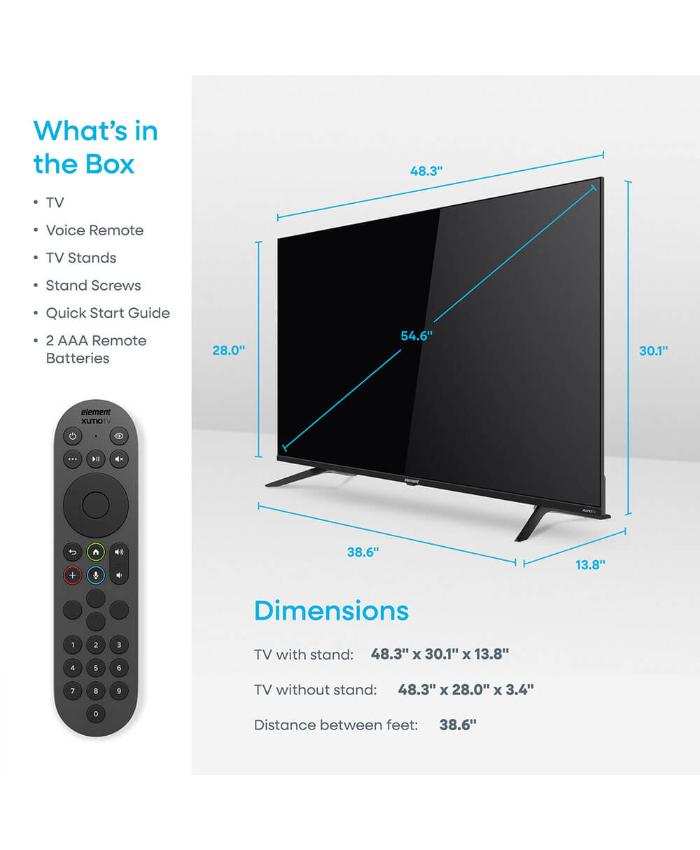 Element 55 inch Class Revolution Series 4K UHD HDR LED Smart Xumo TV