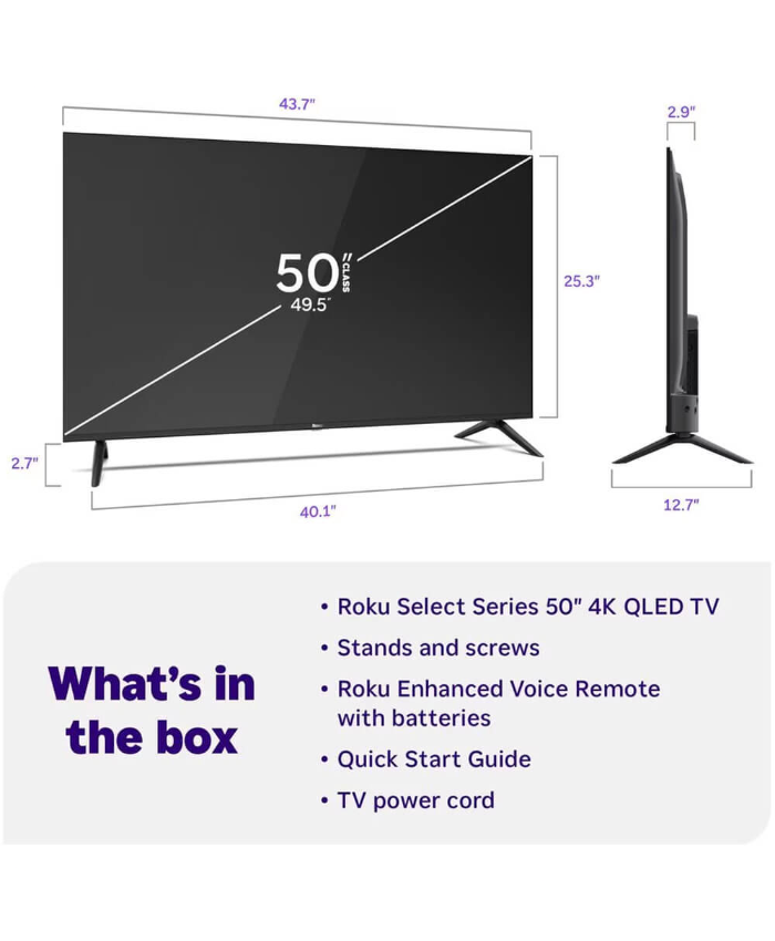 Roku 50 inch Class Select Series 4K QLED Smart TV