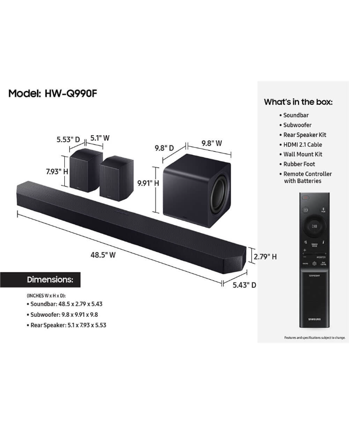Samsung 11.1.4 Channel Q-Series Soundbar With Subwoofer And Rear Speakers