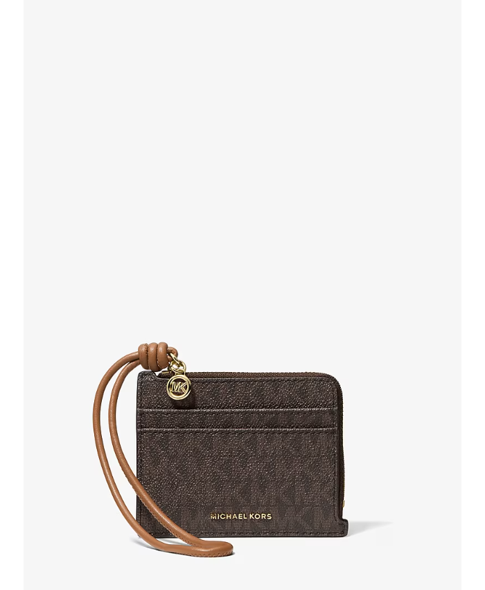 Jet Set Small Signature Logo Card Case Wristlet