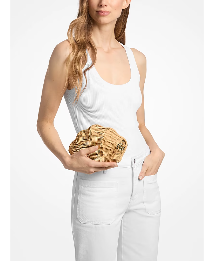 Shelly Rattan Clutch
