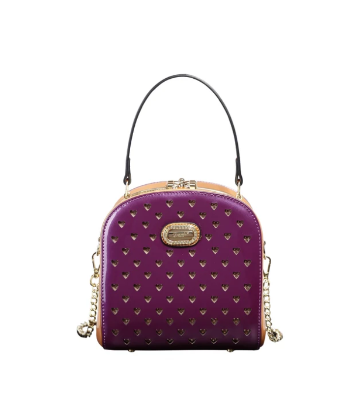 Brangio Italy Elegant Heart-Embellished Top Handle Bag