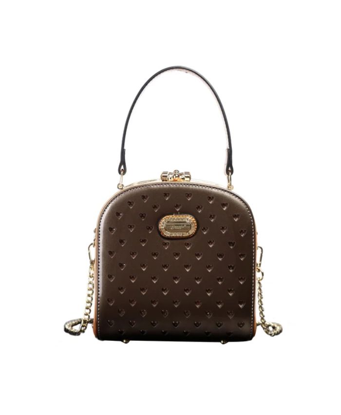 Brangio Italy Elegant Heart-Embellished Top Handle Bag