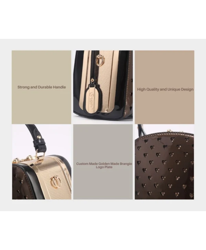 Brangio Italy Elegant Heart-Embellished Top Handle Bag