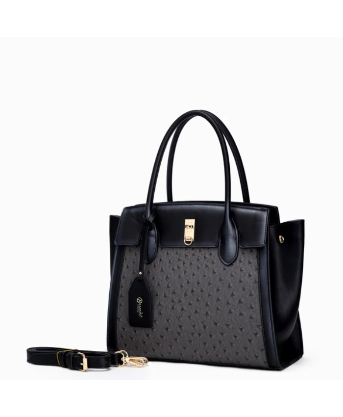 Brangio Italy Ostrich Texture Designer Structured Handbag