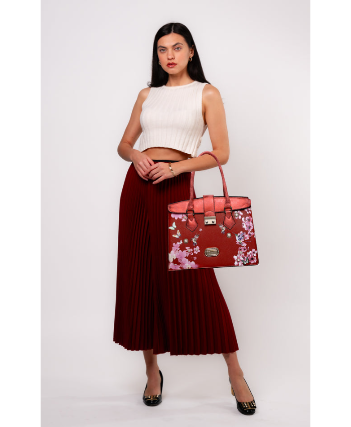 Brangio Italy Floral & Bird Embellished Handbag