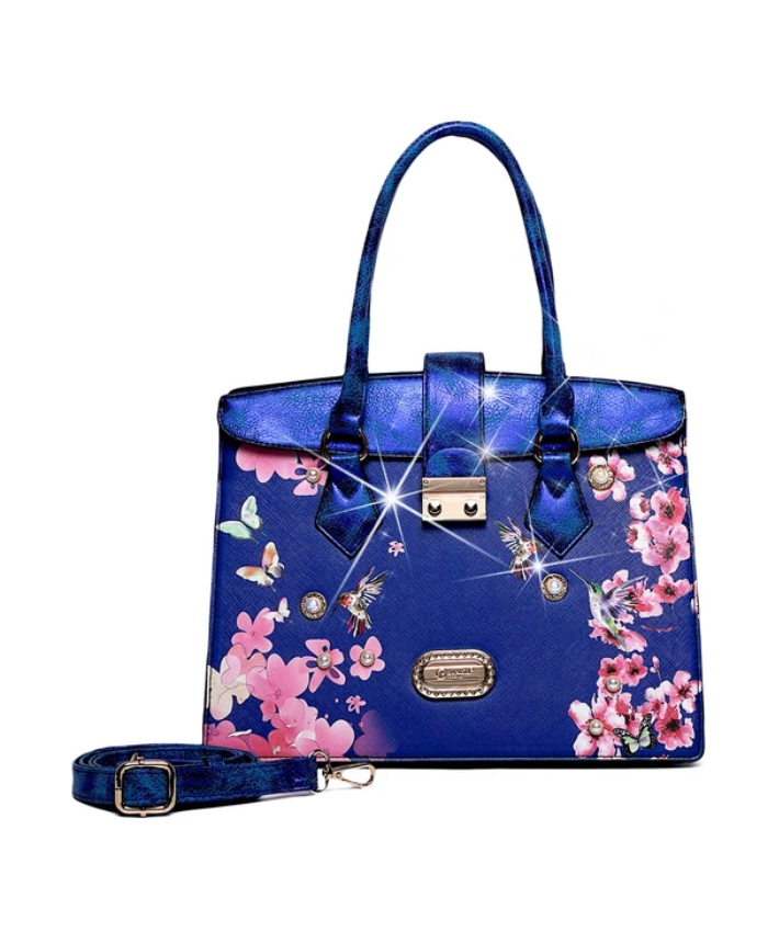 Brangio Italy Floral & Bird Embellished Handbag