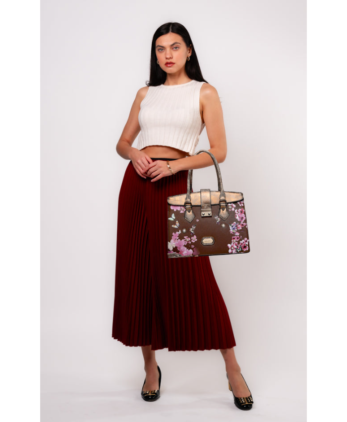Brangio Italy Floral & Bird Embellished Handbag