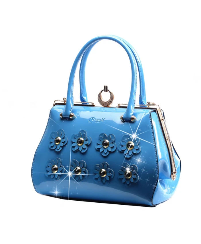 Brangio Italy Elegance Glossy Floral Embellished Handbag