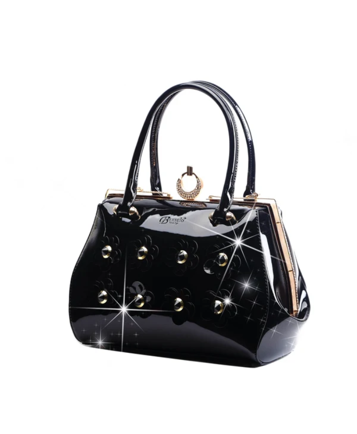 Brangio Italy Elegance Glossy Floral Embellished Handbag