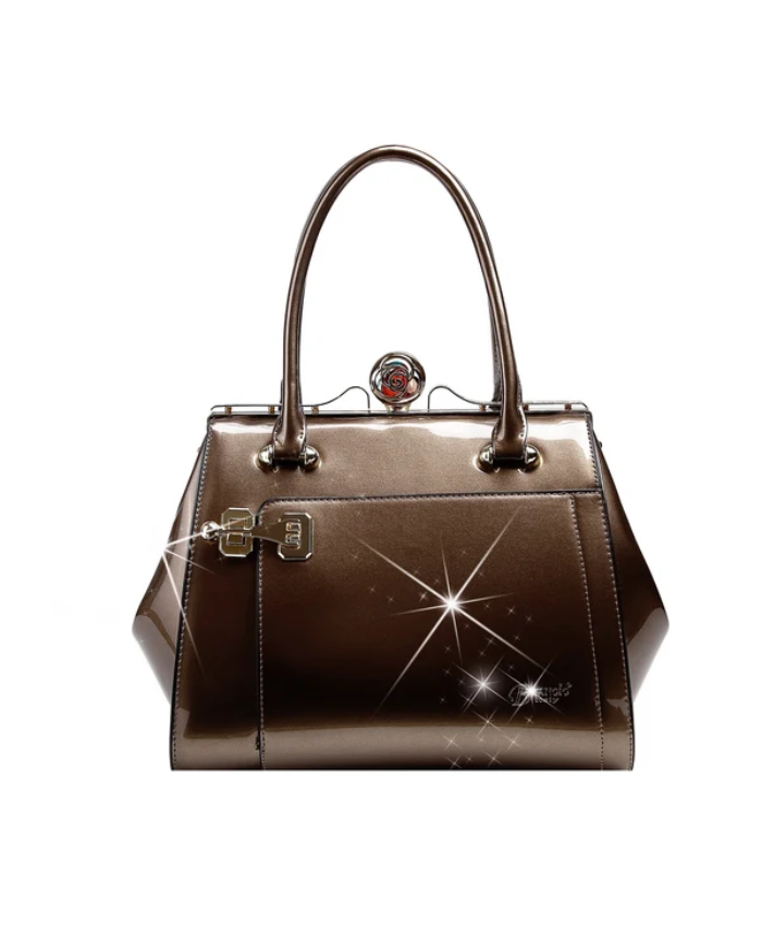 Brangio Italy Luxury Glossy Metallic Satchel Bag