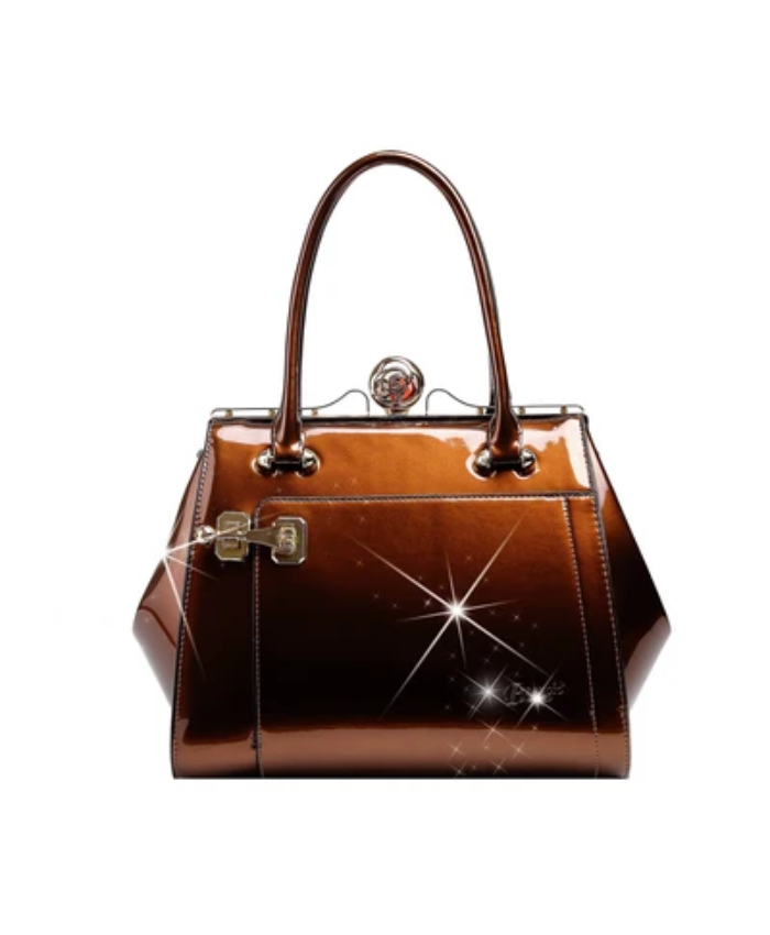 Brangio Italy Luxury Glossy Metallic Satchel Bag