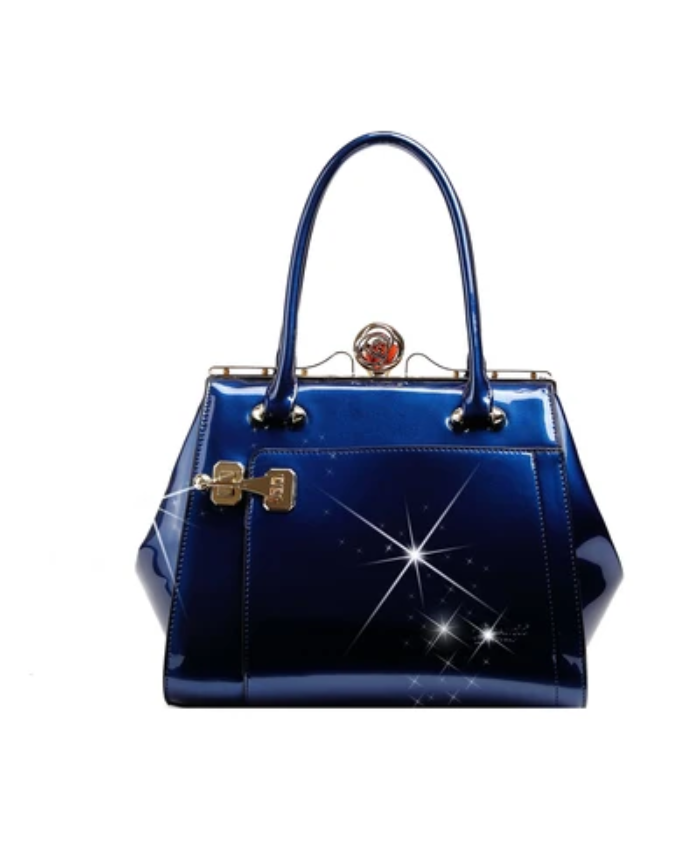 Brangio Italy Luxury Glossy Metallic Satchel Bag