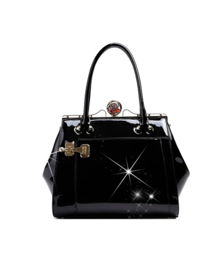 Brangio Italy Luxury Glossy Metallic Satchel Bag