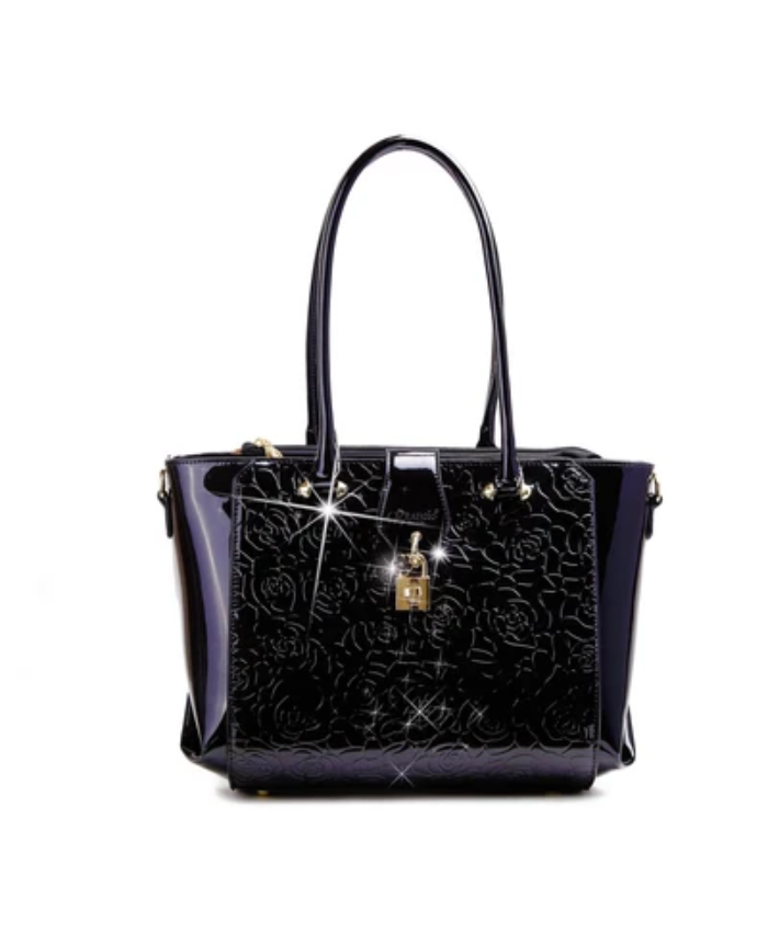 Brangio Italy Elegant Floral Embossed Designer Handbag