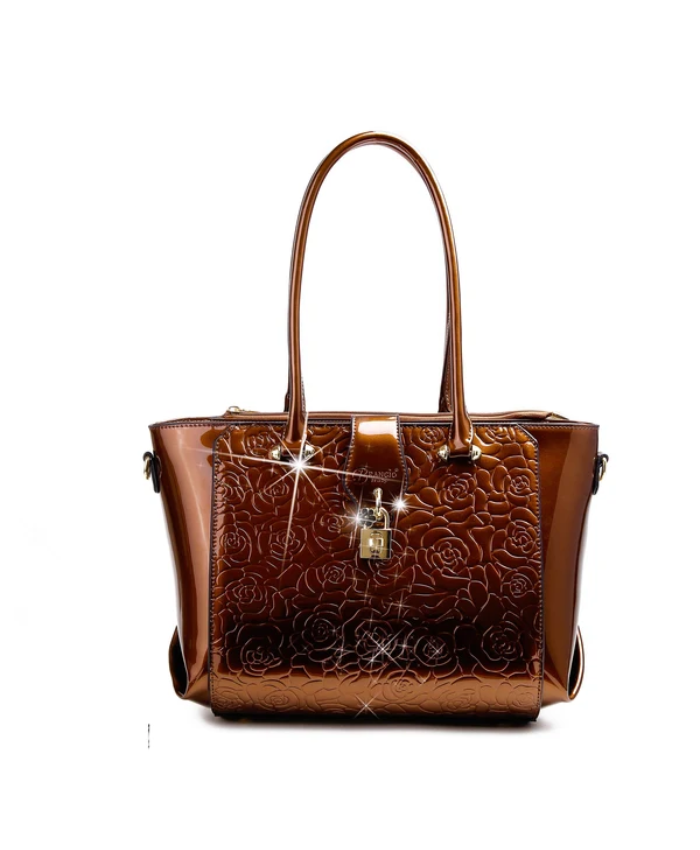 Brangio Italy Elegant Floral Embossed Designer Handbag